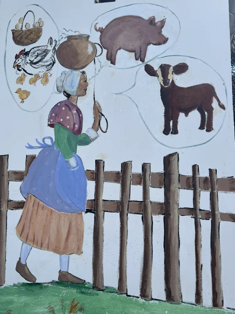 la laitière et le pot au lait peinture école privée de Bais
